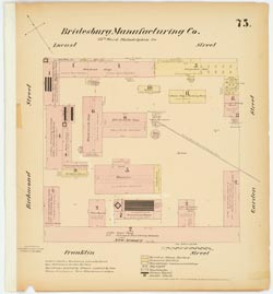 [Bridesburg Manufacturing Co.]  Plate 75  (Ernest Hexamer, 1866)   Hexamer General Surveys, Free Library of Philadelphia.  Local ID #: HGSv1.0075  