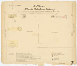 [Atlantic Petroleum Refinery]  [Crew, B.J.]  Plate 105  (Ernest Hexamer, 1866)   Hexamer General Surveys, Free Library of Philadelphia.  Local ID #: HGSv2.0105  