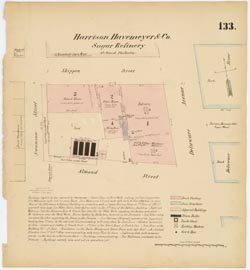 [Harrison, Havemeyer & Co. Sugar Refinery]  [Harrison, Havemeyer & Co]  Plate 133  (Ernest Hexamer, 1866)   Hexamer General Surveys, Free Library of Philadelphia.  Local ID #: HGSv2.0133  