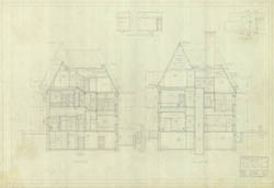 [Stewart Residence]  [Stewart, Mary]  Cross Sections Through Service Portions  (JHG, 9/29/1937)   Cret Collection, Athenaeum of Philadelphia.  Local ID #: CRE336-012  