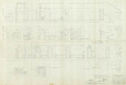 [Stewart Residence]  [Stewart, Mary]  Details of Corridor B-20; Men's & Women's Rooms B-22 & B-24; Toilets B-23 & B-25  (Hanney, 10/25/1938)   Cret Collection, Athenaeum of Philadelphia.  Local ID #: CRE336-094  
