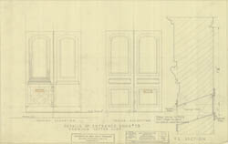 [Stewart Residence]  [Stewart, Mary]  Details of Entrance Door 2b Showing Letter Slot  (WHL, 12/12/1938)   Cret Collection, Athenaeum of Philadelphia.  Local ID #: CRE336-098  