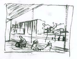 [Model Neighborhood Rehabilitation Project]  [Revere Copper and Brass Company]  Perspective  (Louis I. Kahn, architect)   Louis I. Kahn Collection, Architectural Archives of the University of Pennsylvania.  Local ID #: aaup.030.I.A.153.8  