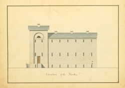 [Burlington County Prison]  Elevation of the Flanks  (Robert Mills, Architect, 1808)   Athenaeum of Philadelphia.  Local ID #: MLS*006.033  