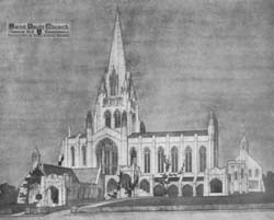 [Saint Paul Parish]  Perspective View  (Zantzinger, Borie & Medary, 1911)   <I>AIA/T-Square Yearbook</I>, 
				p. 52-54 
					(1911)
				