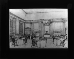 [State House/Independence Hall]  Restored Assembly Room  NPS Collection, Athenaeum of Philadelphia.  Local ID #: 86-LS-001-051  