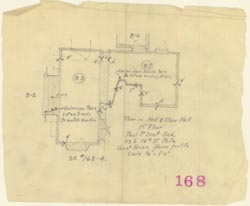 [Geist Residence, Haverford, Pa.]  Floor in Hall & Stair Hall, 1st Floor  Cret Collection, Athenaeum of Philadelphia.  Local ID #: CRE168-SK4  