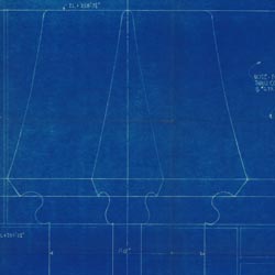 [U.S. Military Academy, Gymnasium Addition]  Details of Stone Pinnacles, Upper Part of East Wall  (Chandlee, 4/14/1937)   Cret Collection, Athenaeum of Philadelphia.  Local ID #: OQG6519A-699.21  