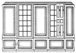 [The Morris House, no. 225 South Eighth Street, Philadelphia, Pa.]  South Elevation of Living Room and other details  (Measured and Drawn by H. Metzger, 1932)   AIA Collection, Athenaeum of Philadelphia.  Local ID #: AIA*008  