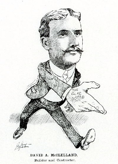 Caricature of David McClelland (Hy Gage, c. 1906) <i>Philadelphia In Cartoons, as Seen by Philadelphia Newspaper Cartoonists</i> (s.l.: s.n., 1906),
p. 257